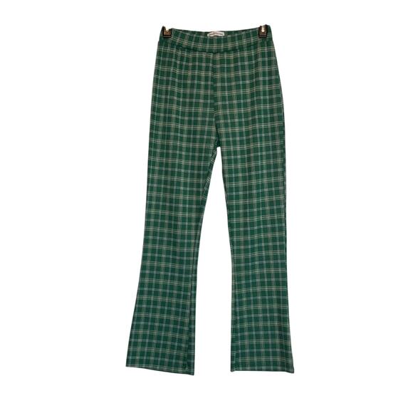 Urban Outfitters green white plaid flare pants size medium - Picture 1 of 8